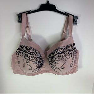 Ambrielle 40DD Dusty Rose Black Embroidery Bra